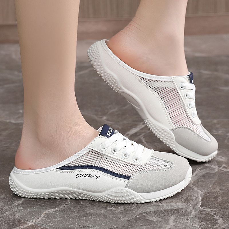 Women Shoes For Walking - Summer Women Half Slippers, Hollow Mesh