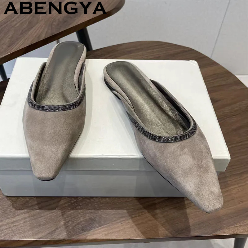 Women Shoes For Walking - High Quality Suede Leather Pointy Wrap