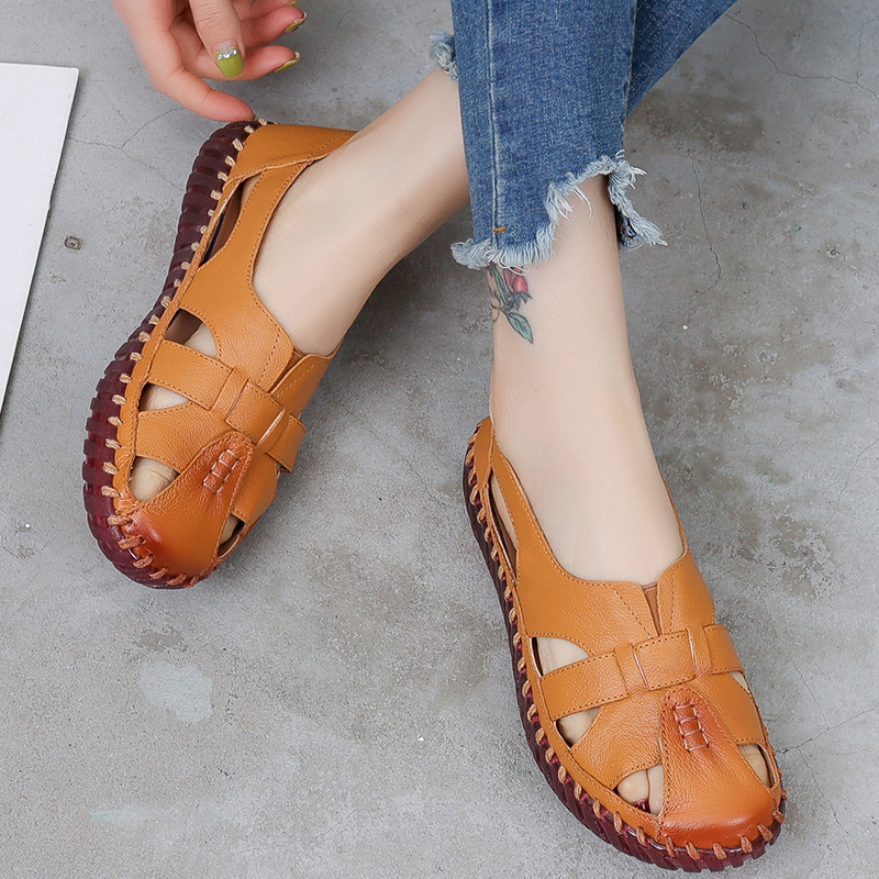 Women'S Shoes Big Feet - Genuine Leather Women Flat Sandals Hollow