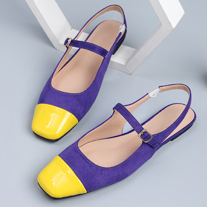 Shoes For Women Flats - Novelty Suede Splicing Mixed Color Mary