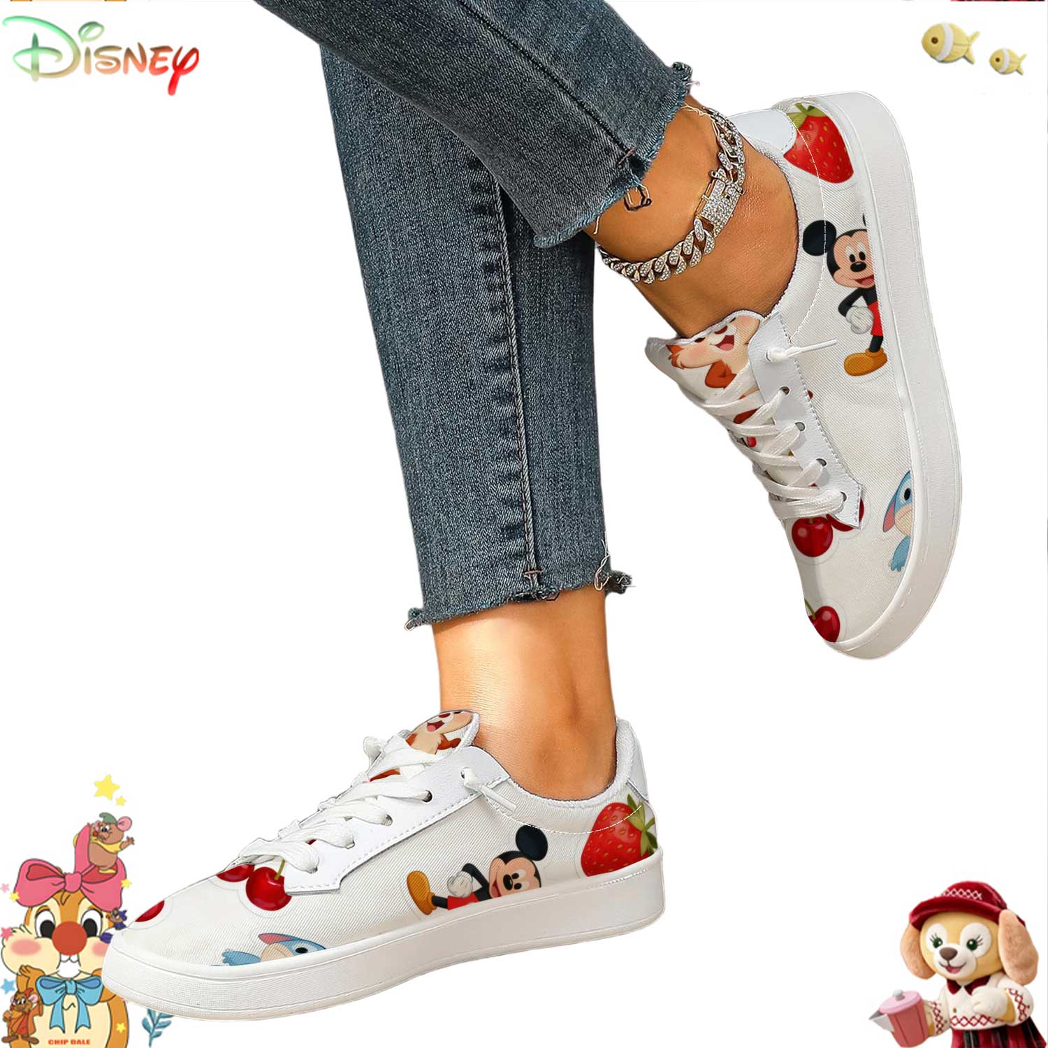 Trendy Disney Cartoon & Fruit  - Women'S Shoes Trendy avaliação e preço