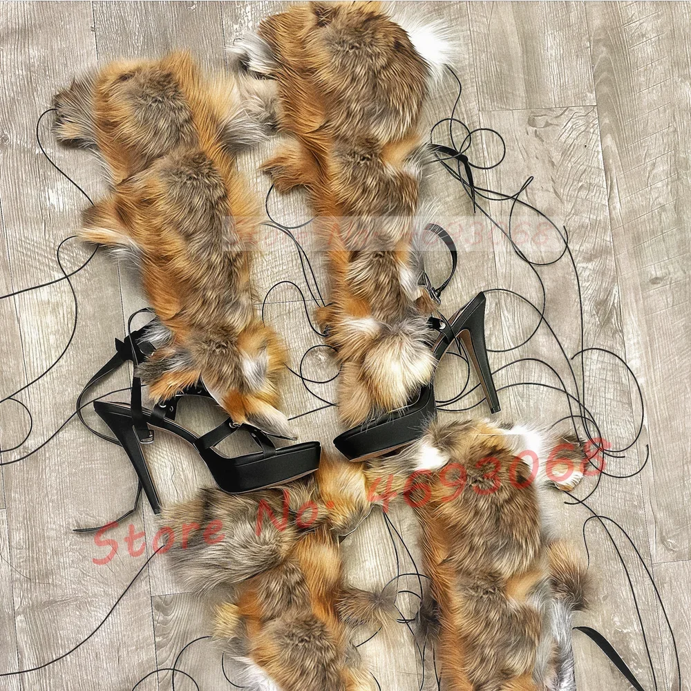 Real Fur Wrap Cross Tied Platf - Women'S Shoes Veja avaliação e preço