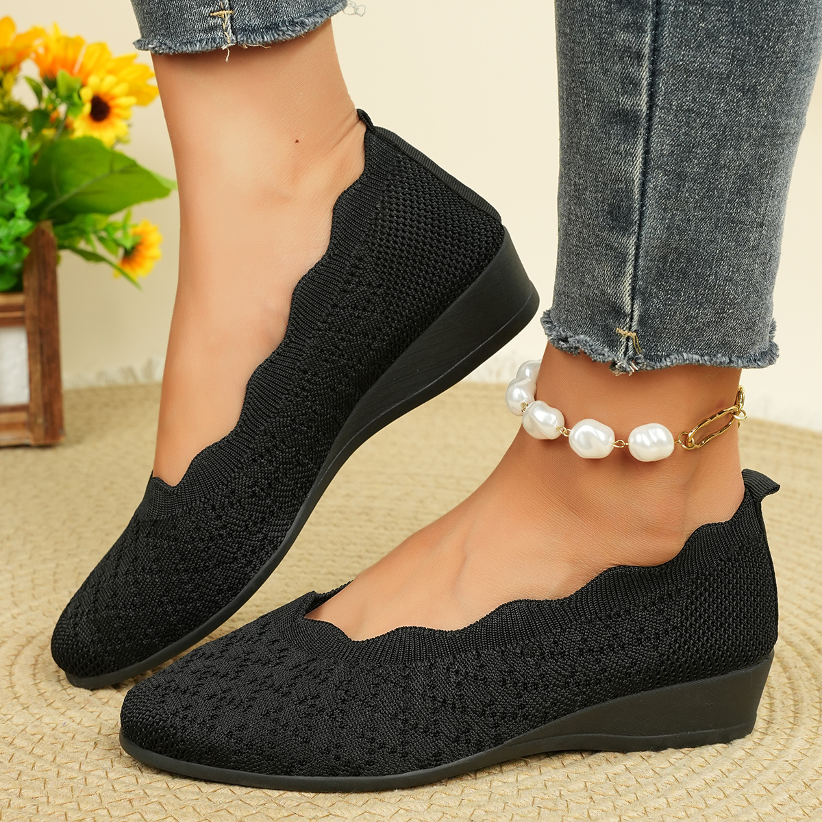 Women's Breathable Knit Flats  - Women Shoes For Walking avaliação e preço