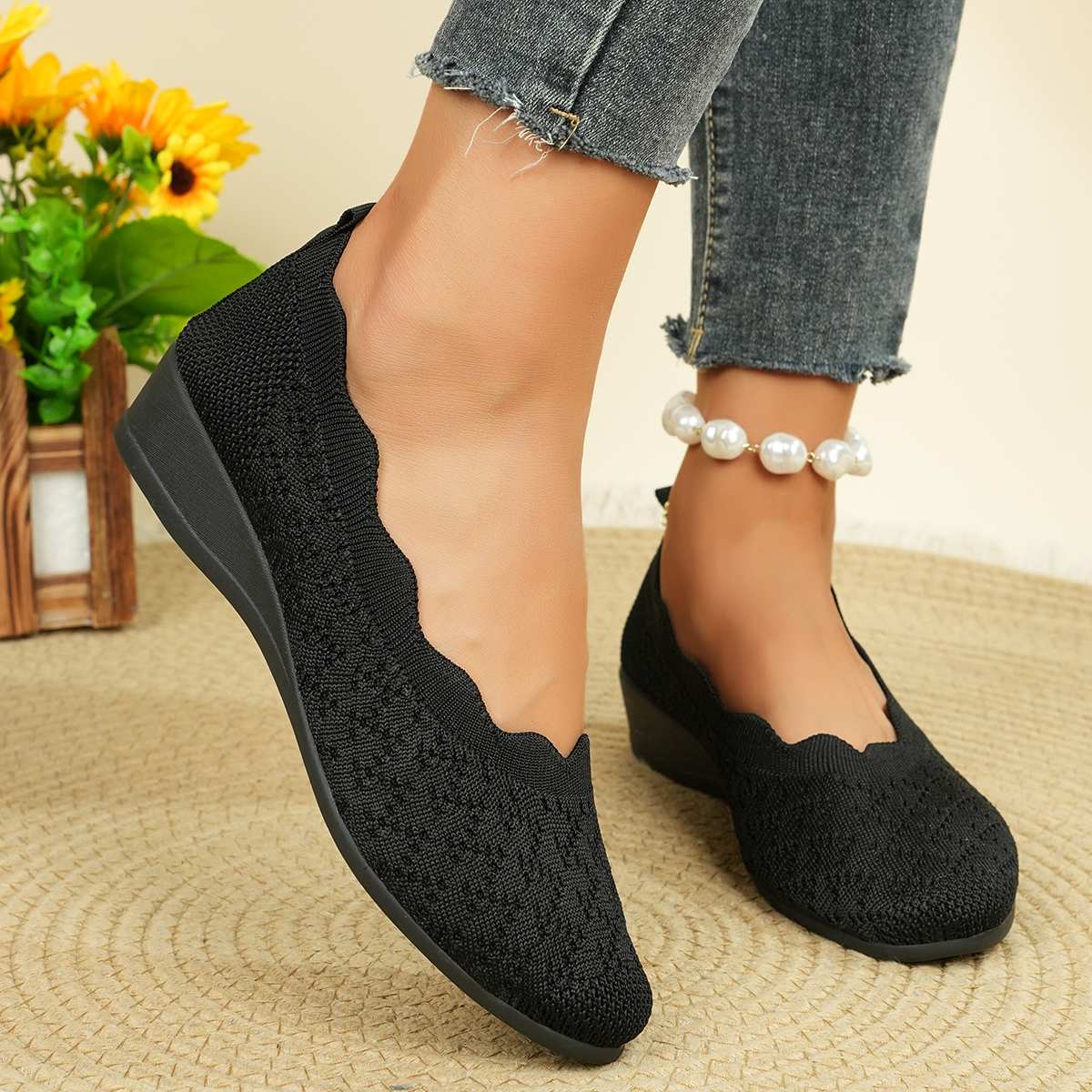 Women's Breathable Knit Flats  - Women Shoes For Walking avaliação e preço