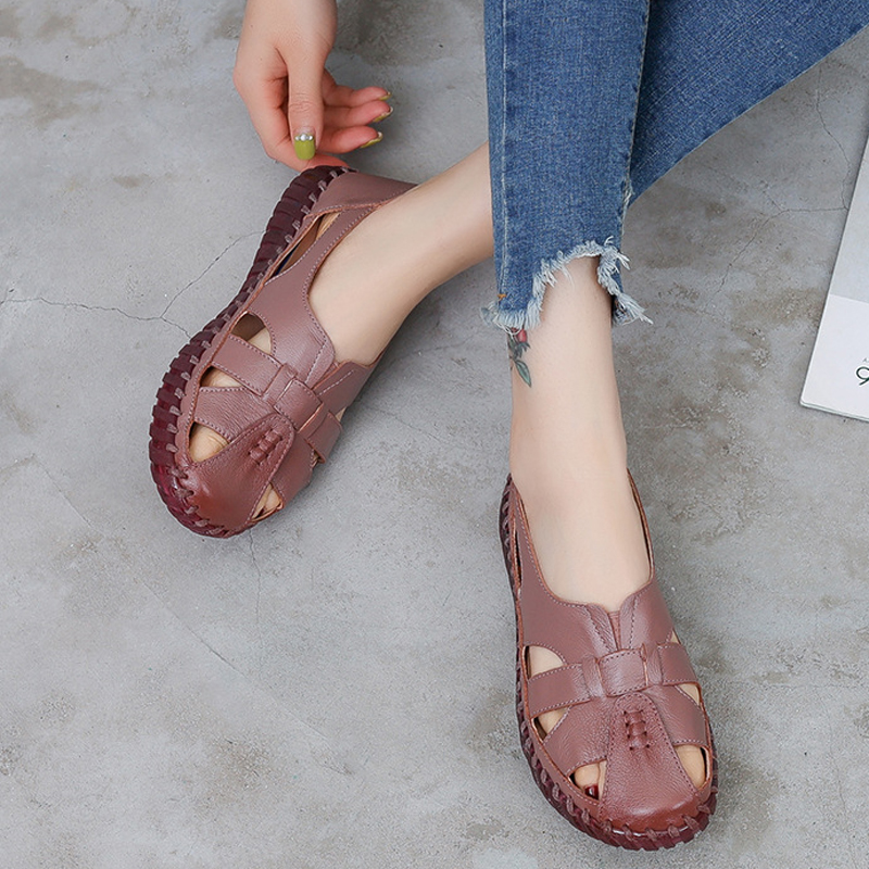 Genuine Leather Women Flat San - Women'S Shoes Big Feet avaliação e preço