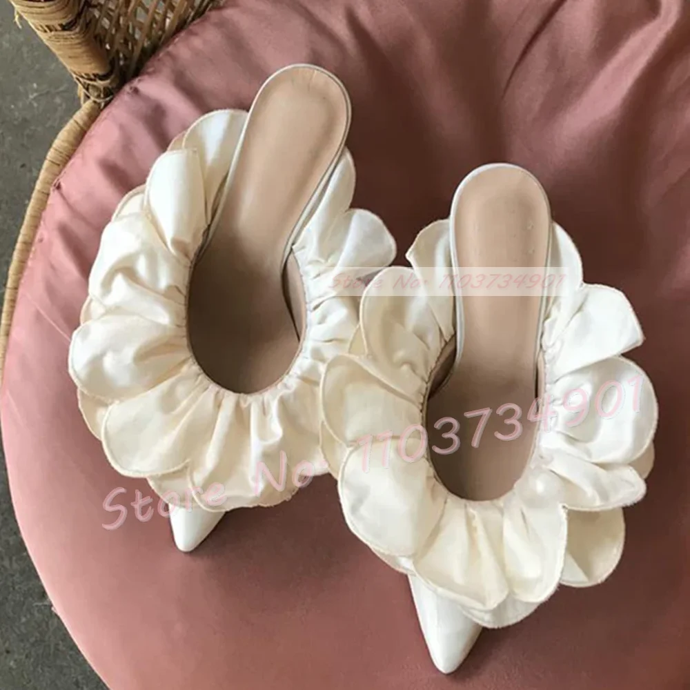 White Flower Satin Pointed Toe - Women'S Shoes Big Feet avaliação e preço