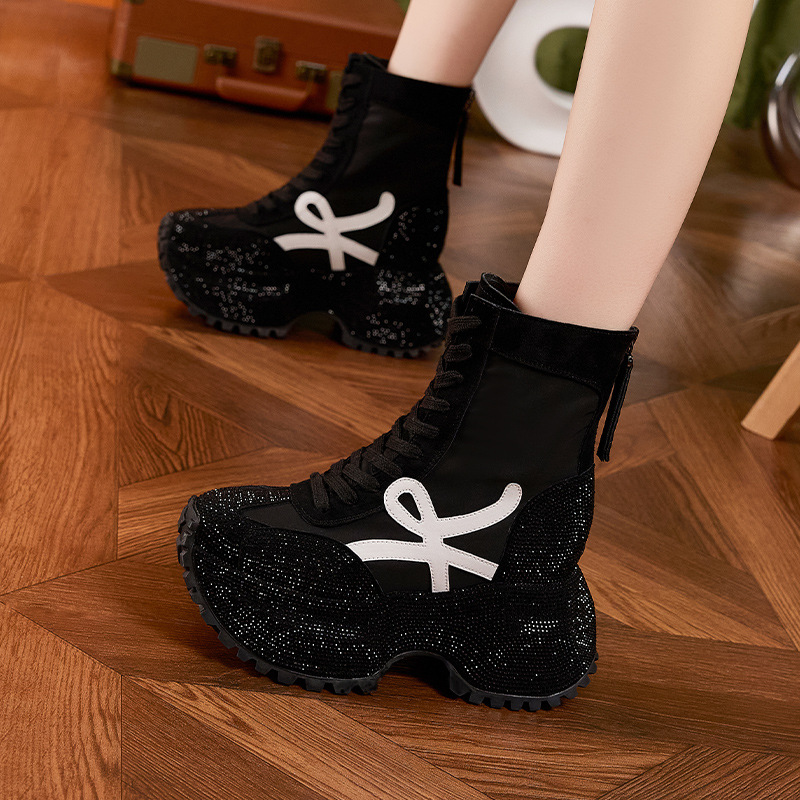 Women's Thick Sole High-top Fa - Women'S Shoes Trendy avaliação e preço
