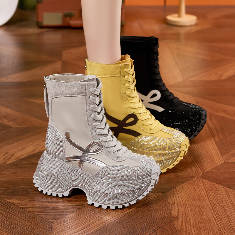 Women's Thick Sole High-top Fa - Women'S Shoes Trendy avaliação e preço