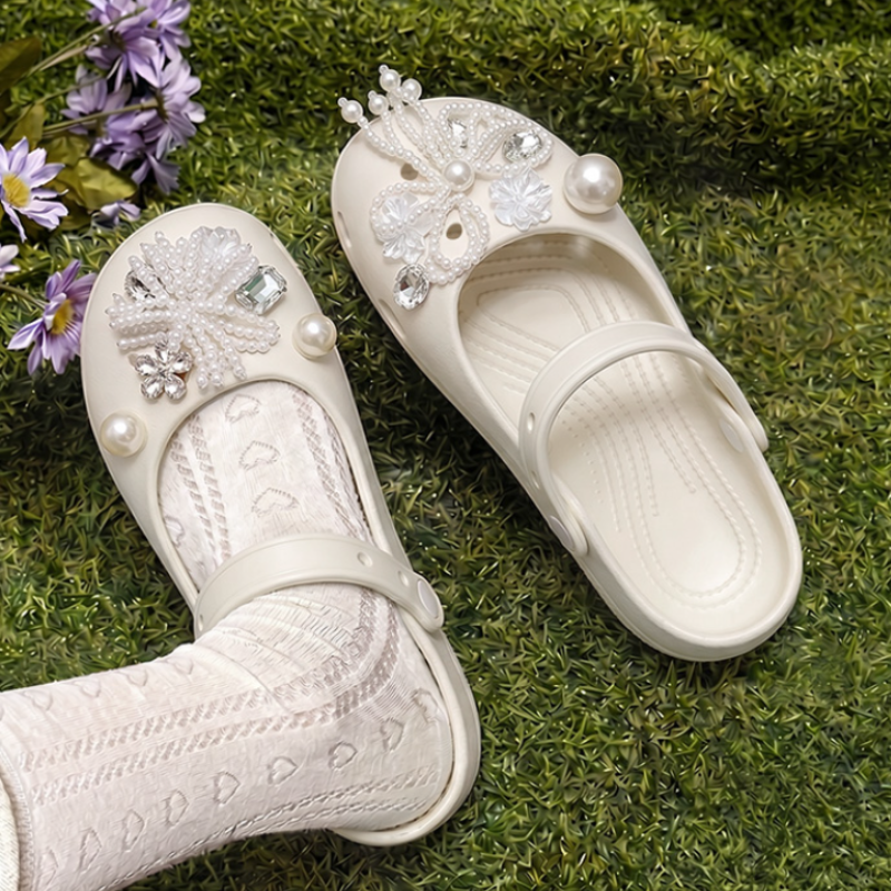 Elegant Pearl Bowknot Soft Sol - Women Shoes Japanese Brand avaliação e preço