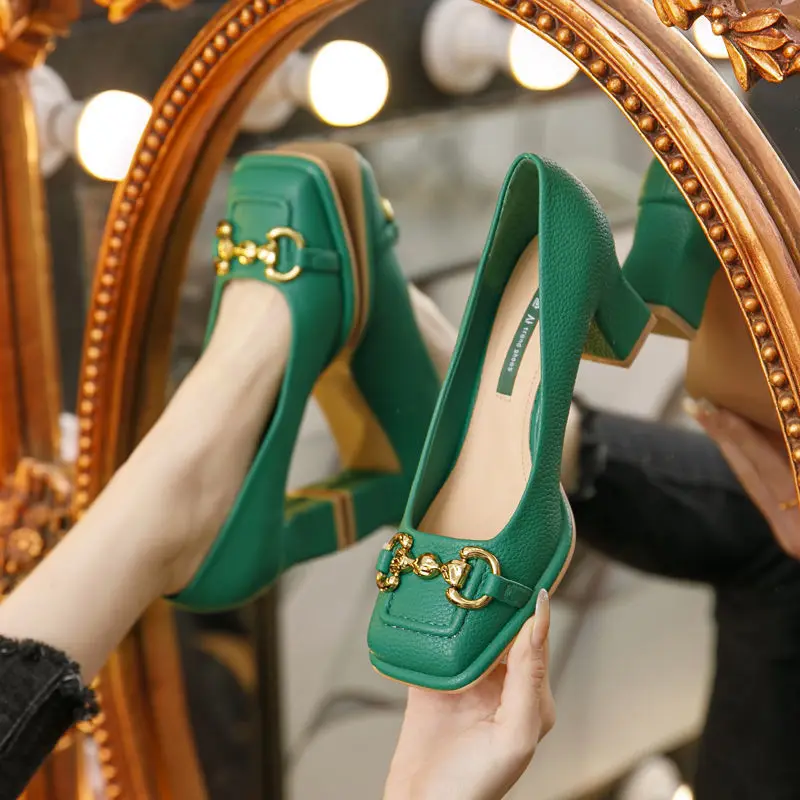 2026 New Retro Square Head Hig - Women'S Shoes Big Feet avaliação e preço