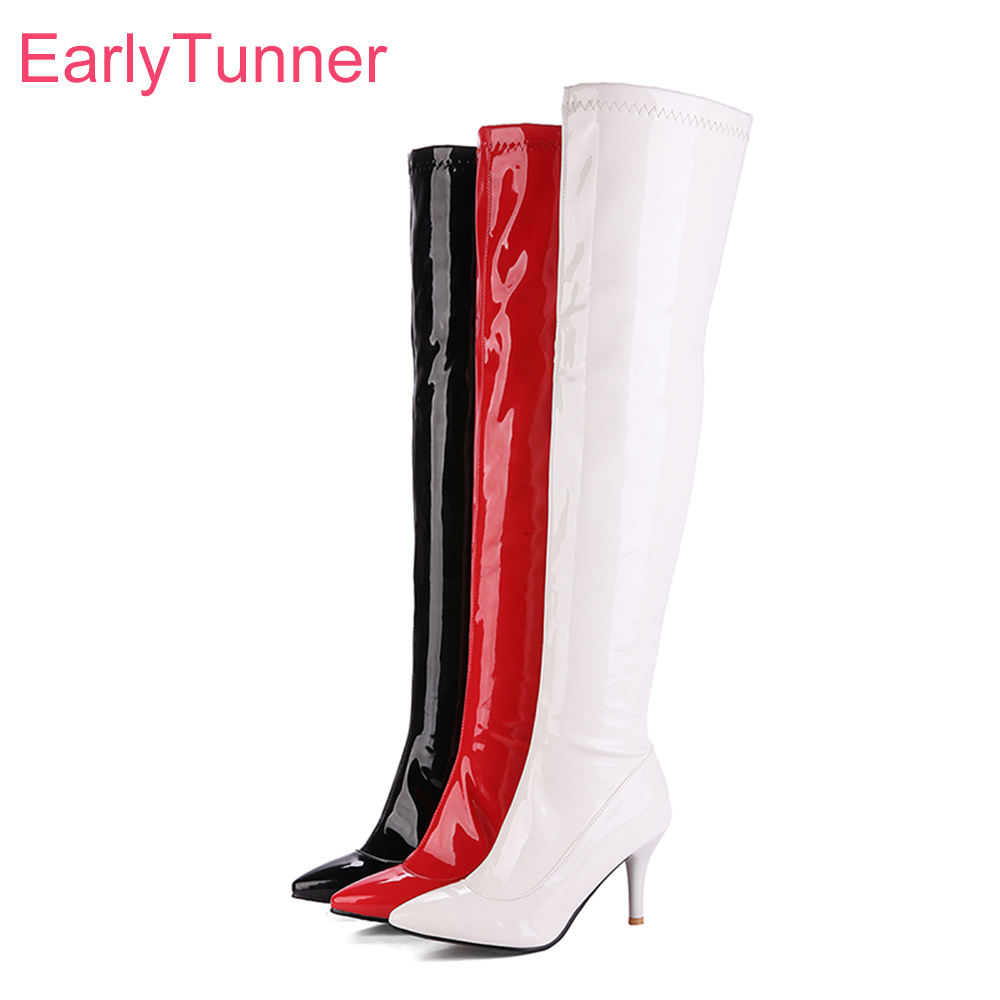 Hot Brand New Winter Glossy Bl - Women'S Shoes Big Feet avaliação e preço