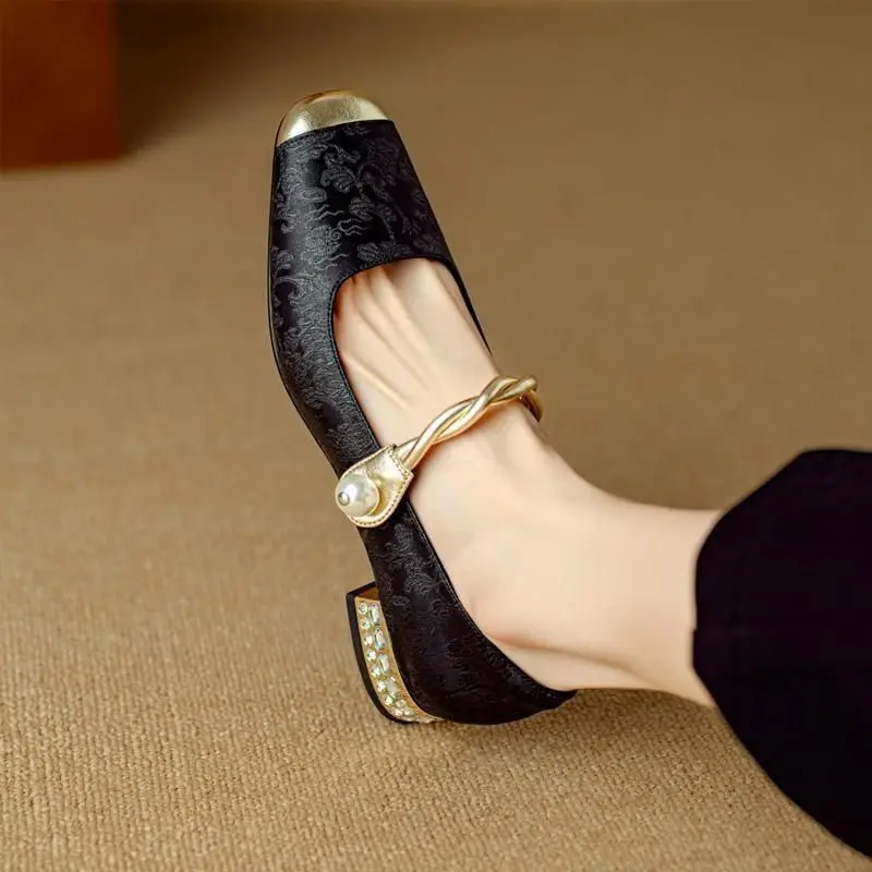 Block Heel Woman Pumps Square  - Women Shoes Japanese Brand avaliação e preço