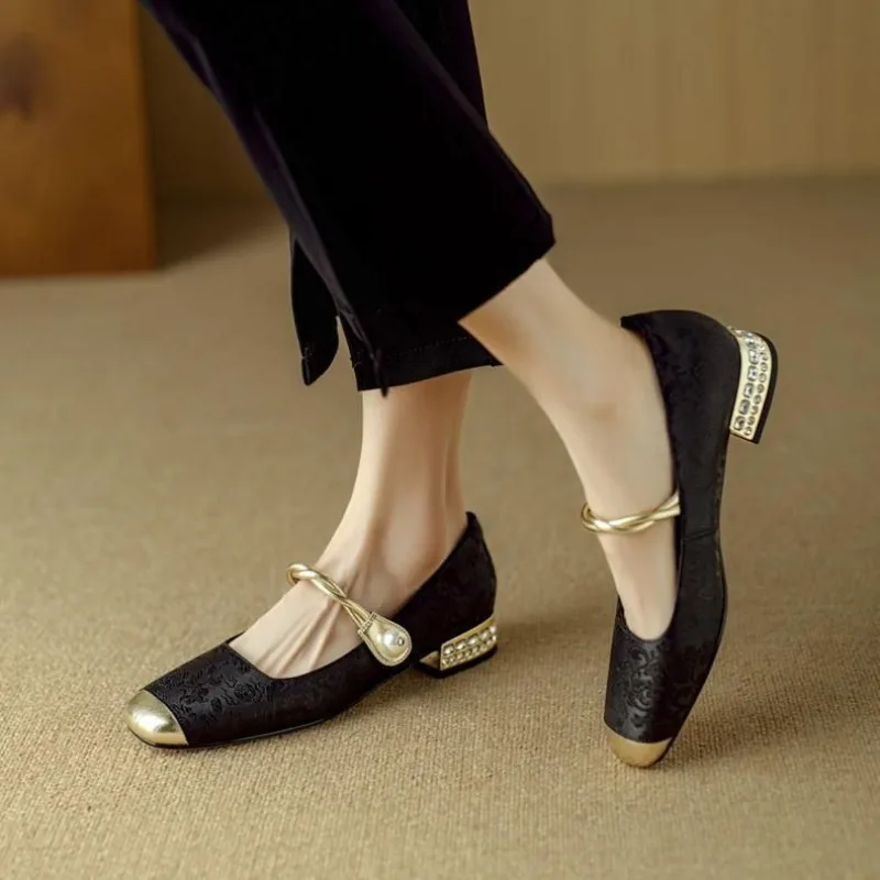 Block Heel Woman Pumps Square  - Women Shoes Japanese Brand avaliação e preço